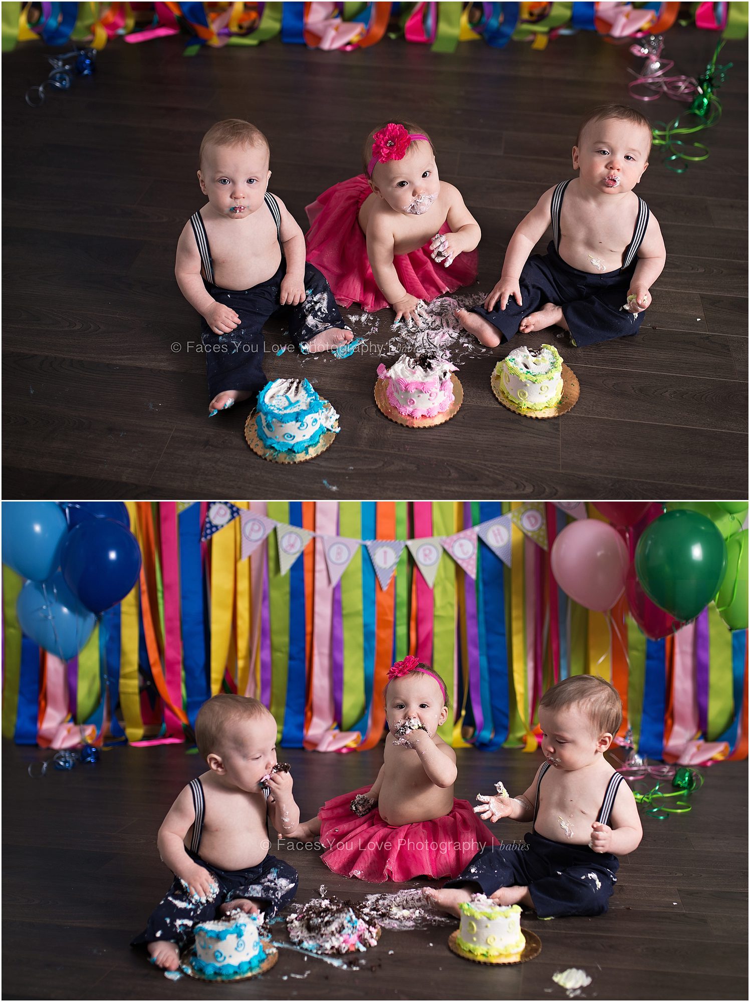 Triplet Cake Smash session | facesyoulove.com