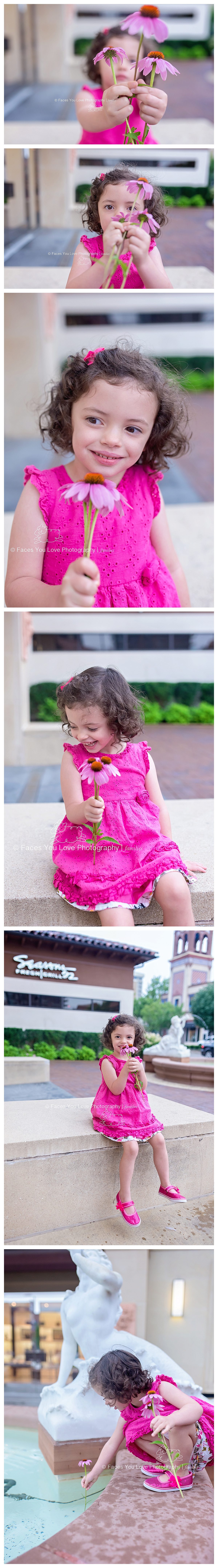 Child with flowers at portrait session | facesyoulove.com