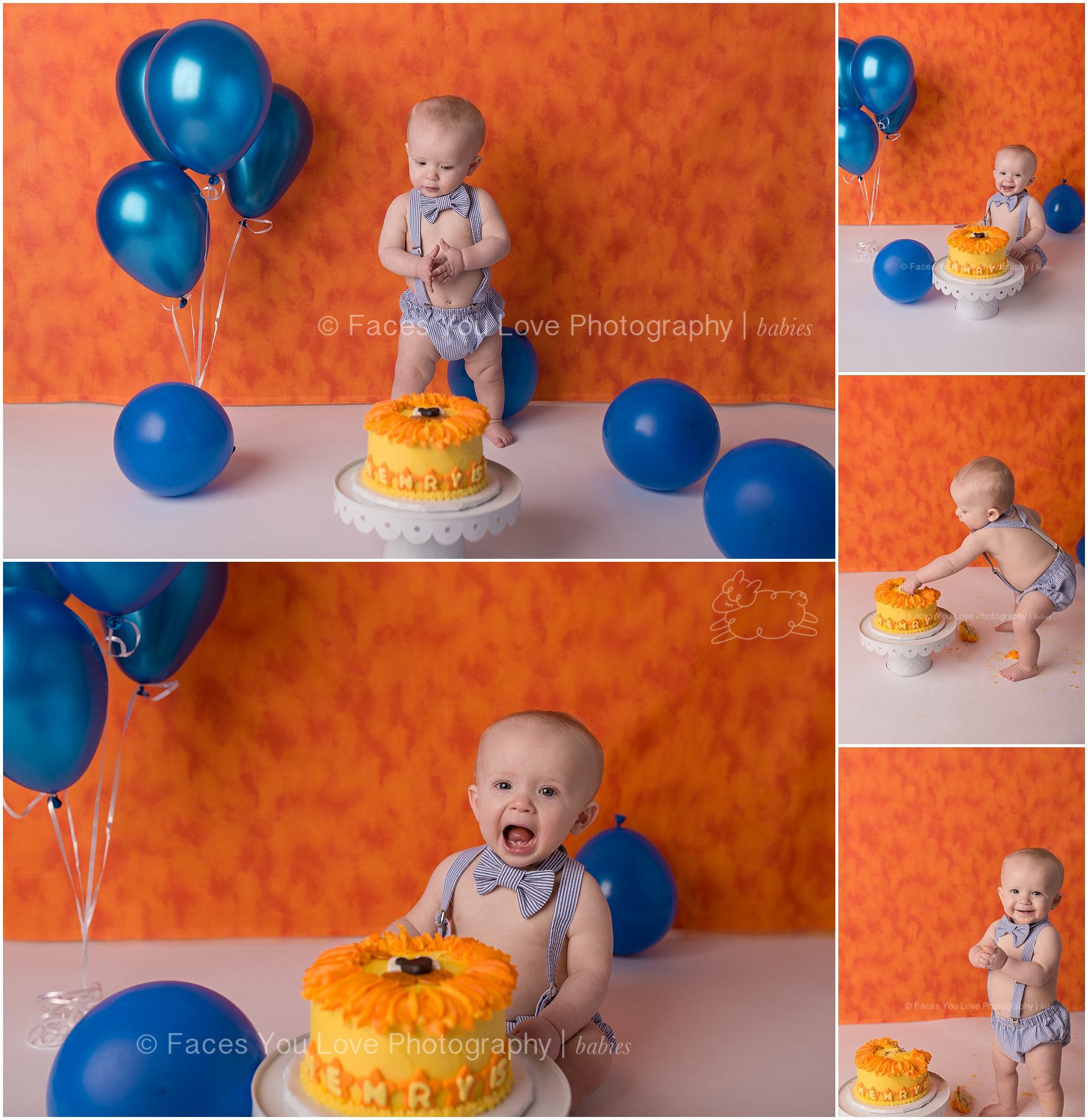 Orange and Blue Cake Smash | facesyoulove.com