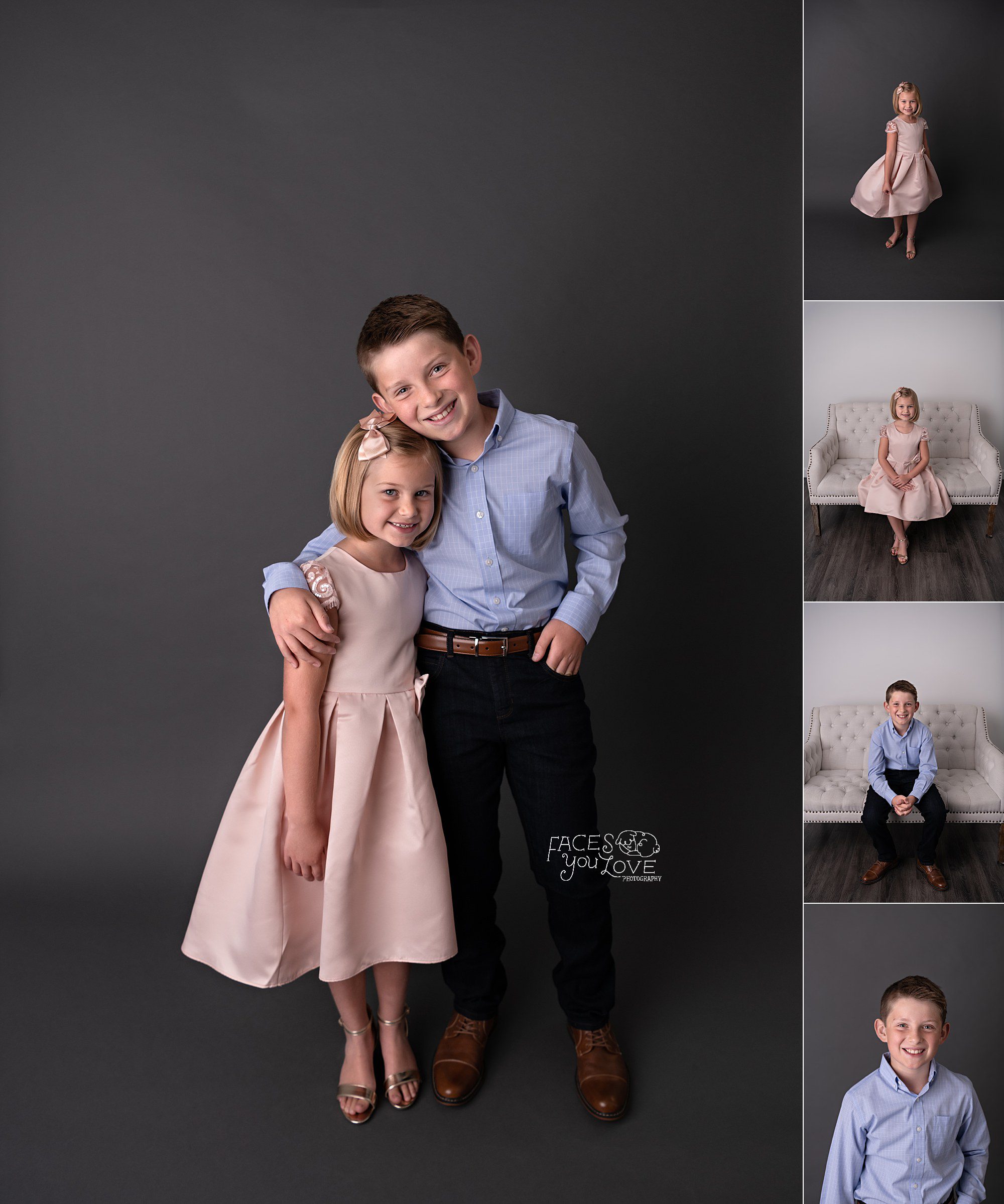 sibling portraits, sibling studio session, dressy kids, semi formal child portraits, kansas city photo shoot